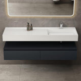 Ensemble de meubles de salle de bain Glasvilla, meuble sous-vasque avec meuble bas 150 x 48 x 25 cm, tiroirs à fermeture amortie et vasque en fonte minérale UP