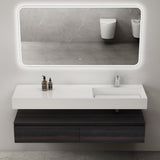 Ensemble de meubles de salle de bain Glasvilla, meuble sous-vasque avec meuble bas 150 x 48 x 25 cm, tiroirs à fermeture amortie et vasque en fonte minérale UP