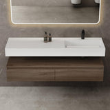 Ensemble de meubles de salle de bain Glasvilla, meuble sous-vasque avec meuble bas 150 x 48 x 25 cm, tiroirs à fermeture amortie et vasque en fonte minérale UP