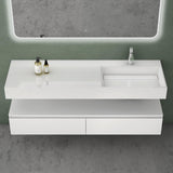 Ensemble de meubles de salle de bain Glasvilla, meuble sous-vasque avec meuble bas 150 x 48 x 25 cm, tiroirs à fermeture amortie et vasque en fonte minérale UP