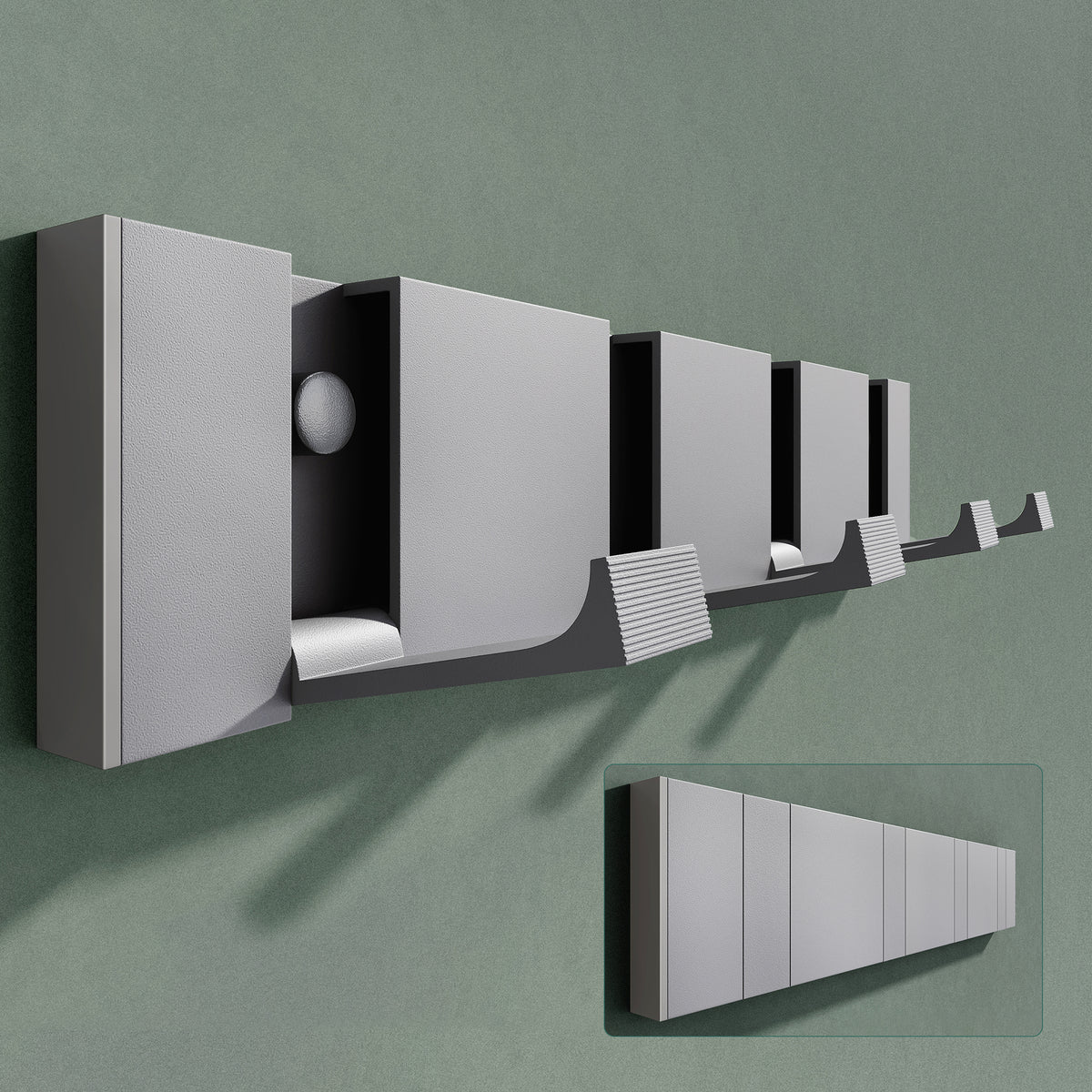 glasvilla Kleiderhaken Wandgarderobe Wandhaken aus Aluminium Garderobe mit 4 klappbaren Haken Garderobenleiste Garderobenhaken Stalo-01