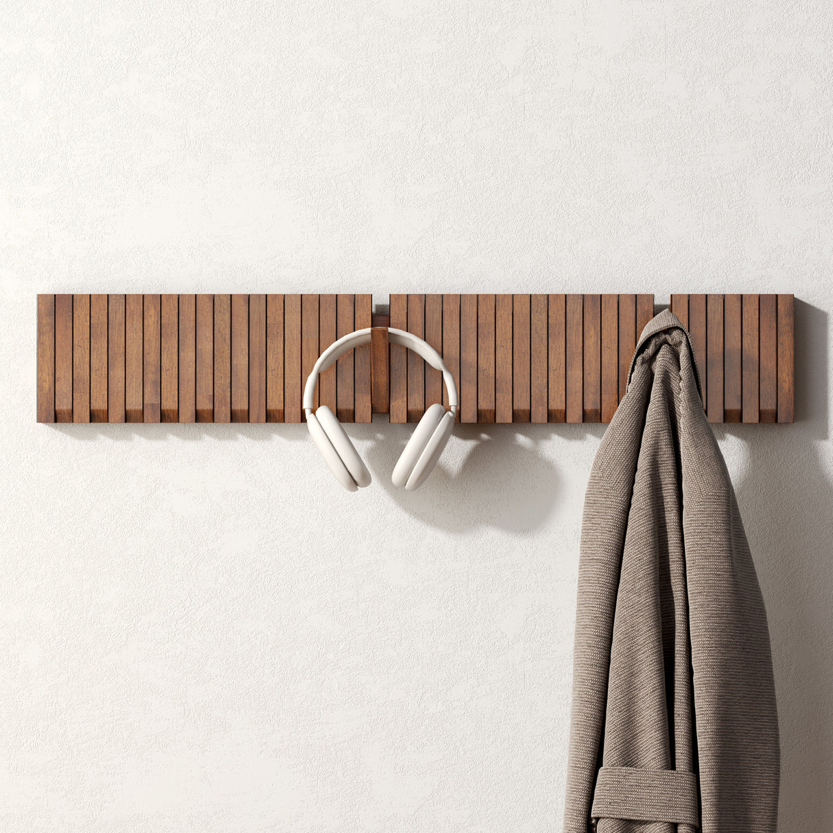 glasvilla Kleiderhaken Wandgarderobe Wandhaken aus Holz Garderobe mit 7 magnetischen Klapphaken Garderobenleiste Garderobenhaken Twigro-01