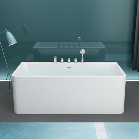 Baignoire îlot rectangulaire en acrylique sanitaire Glasvilla avec accessoires, baignoire sur pied Vicenza601