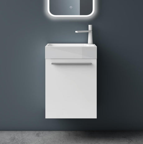 Ensemble de meubles de salle de bain Glasvilla Petit meuble sous-vasque 46 cm Meuble bas avec vasque blanche en fonte minérale pour WC invités Pisa