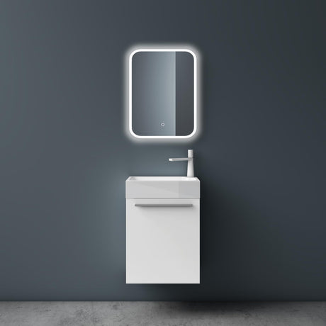 Ensemble de meubles de salle de bain Glasvilla Petit meuble sous-vasque 46 cm Meuble bas avec vasque blanche en fonte minérale pour WC invités Pisa