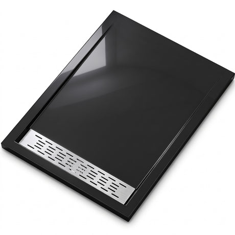 Glasvilla Design – Plato de ducha acrílico Xetro04 rectangular o cuadrado con cubierta de desagüe en acero inoxidable