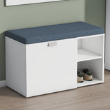 glasvilla Schuhbank mit Sitzfläche, Schuhregal mit Schiebetüren und offenen Fächern, gepolsterter Sitz, verstellbare Ablagen  80x37x50cm Zitta-01