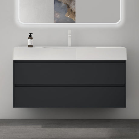 Ensemble de meubles de salle de bain Glasvilla avec meuble sous-vasque 120 x 48 x 63 cm avec 2 tiroirs et vasque profonde