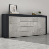Buffet de rangement Glasvilla LTH : 167x36x70 cm avec 2 armoires et 4 tiroirs commode armoire polyvalente meuble cabinet03