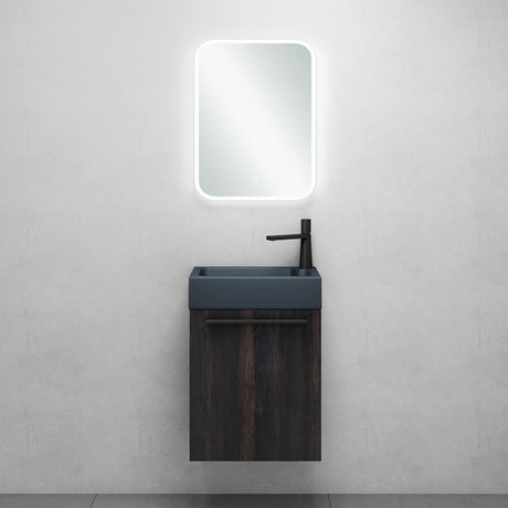 Ensemble de meubles de salle de bain Glasvilla, meuble de salle de bain avec meuble sous-vasque, lavabo anthracite mat et miroir de salle de bain LED, L x P x H 46 x 26 x 63 cm, Pise
