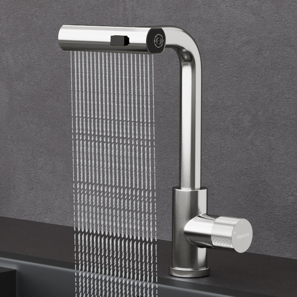 glasvilla Wasserhahn Küche Küchenarmatur mit Brause Ausziehbar, Küchenwasserhahn 360°Schwenkbar 3 Sprühfunktionen, Mischbatterie Spültischarmatur aus Edelstahl Turnix-02