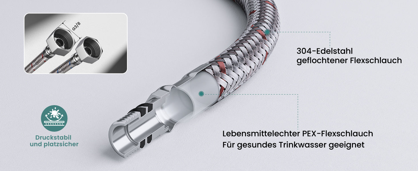 glasvilla Robinet de Cuisine avec Douchette Extractible, Mitigeur Évier Pivotant à 360°, Robinetterie en Acier Inoxydable Turnix-04