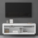 Meuble TV glasvilla Meuble TV bas meuble mural 2 portes avec fermeture amortie Table TV pour salon LTH: 160x40x46 cm Fernsehschrank01