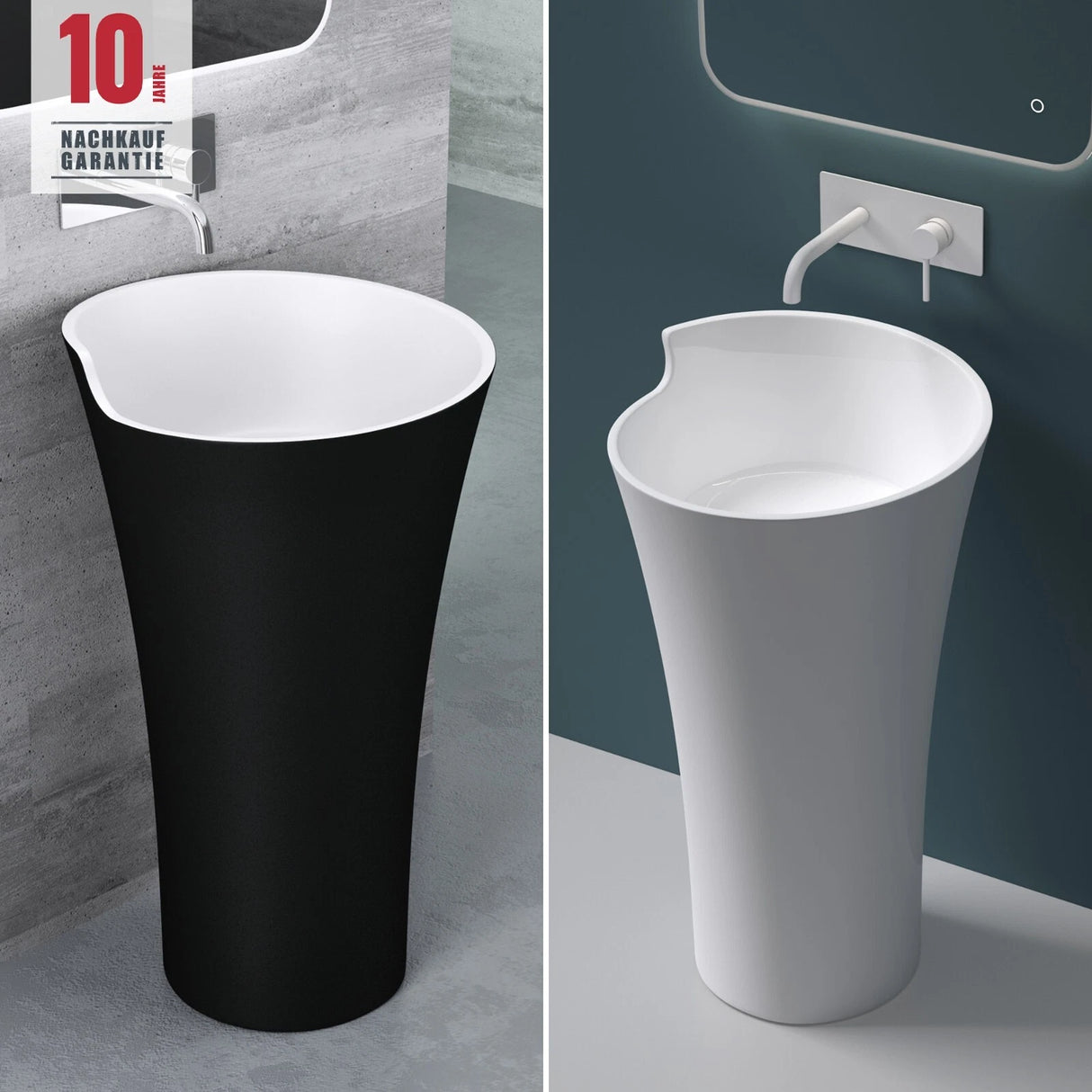glasvilla Design Standwaschbecken freistehend Col30 aus Mineralguss Waschtisch