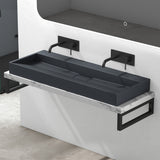 glasvilla Waschbecken Aufsatzwaschbecken Hängewaschbecken Hängewaschtisch inkl. Ablaufgarnitur Mineralguss Rechteckig Waschplatz col19