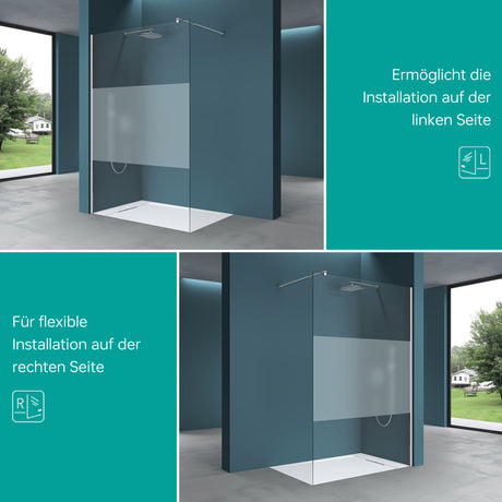 Paroi de douche Glasvilla pour douche, cloison de douche, douche à l'italienne, verre de sécurité ESG 10 mm, verre NANO Bremen2MS