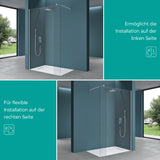 Paroi de douche Glasvilla pour douche, cloison de douche, douche à l'italienne, verre de sécurité ESG 10 mm, verre NANO Bremen2K