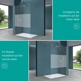 Paroi de douche Glasvilla pour douche, cloison de douche, douche à l'italienne, verre de sécurité ESG 10 mm, verre NANO Bremen2MS