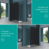 Paroi de douche Glasvilla pour douche, cloison de douche, douche à l'italienne, verre de sécurité ESG, verre NANO 8 mm BRAM1 et Bram3 Bremen1VG
