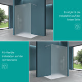 Paroi de douche Glasvilla pour douche, cloison de douche, douche à l'italienne, verre de sécurité ESG, verre NANO 8 mm BRAM1 et BRAM3 Bremen1VS
