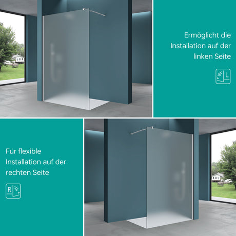 Paroi de douche Glasvilla pour douche, cloison de douche à l'italienne, verre de sécurité ESG 10 mm, verre NANO BRAM1 et BRAM3 Bremen2VS