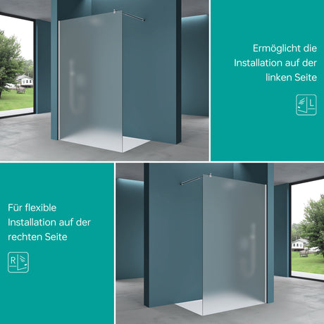 Paroi de douche Glasvilla pour douche, cloison de douche, douche à l'italienne, verre de sécurité ESG, verre NANO 8 mm BRAM1 et BRAM3 Bremen1VS