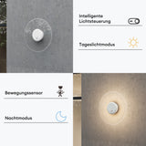 Applique murale d'extérieur glasvilla 6W LED | Luminaire d'extérieur pour chemin de jardin, 3000K avec détecteur de mouvement | Lampe d'extérieur ⌀300X65mm IP65 LunaLights 