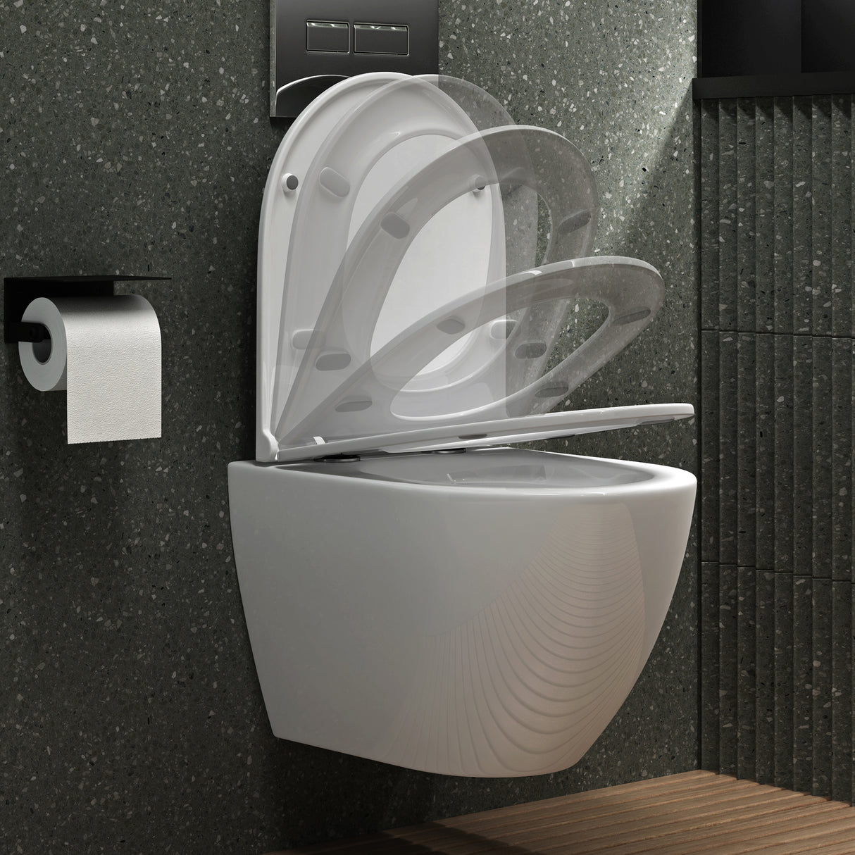 glasvilla Sanitari Bagno Sospeso in Ceramica WC Sospeso senza Brida con Chiusura di Soft Close