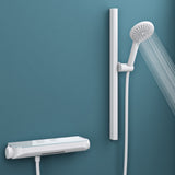 sistema de ducha glasvilla con termostato, conjunto completo de grifería de ducha con bloqueo de seguridad, ducha regulable en altura con 3 tipos de chorro y salida inferior de latón sistema de ducha9