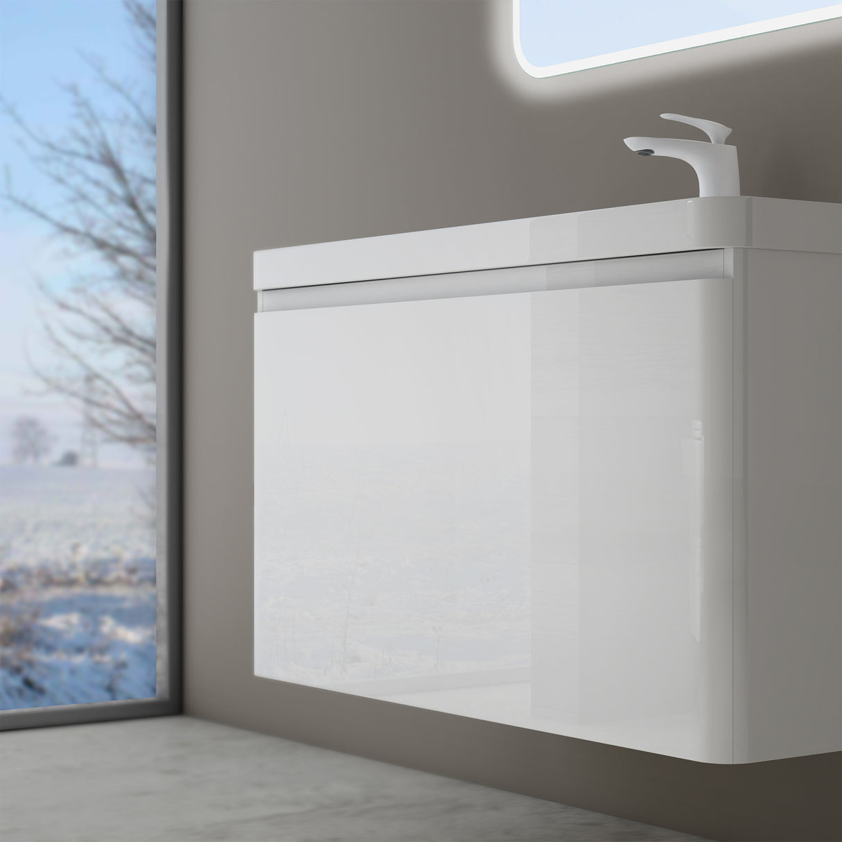 Ensemble de meubles de salle de bain Glasvilla avec meuble sous-vasque et tiroirs à fermeture amortie, y compris lavabo en fonte minérale Ancona 