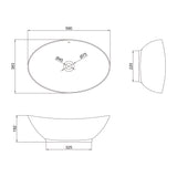 glasvilla Waschbecken Aufsatzwaschbecken Oval aus Keramik 59x38cm Waschschale Waschtisch mit Nano-Beschichtung Brüssel818