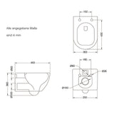 glasvilla Stand-WC Toilette Stand Toilette aus Keramik Spülrandloses WC bodenstehenden Toiletten