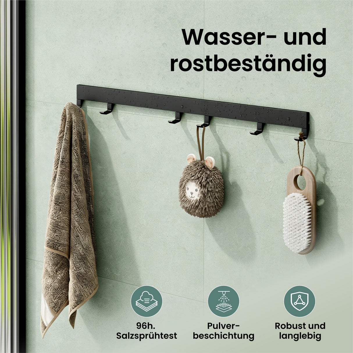 glasvilla Garderobenleiste mit verstellbaren Haken, Kleiderhaken aus Aluminium, Wandgarderobe Garderobenhaken Stalo-10