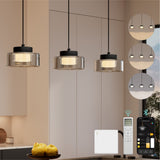 Suspension LED Glasvilla, lampe suspendue, 3000K/4000K/6000K, câble réglable, noir, idéale pour salle à manger, salon ou chambre.