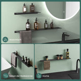 glasvolla Duschablage zum Bohren oder Kleben Duschregal Badablage aus Aluminium Badezimmerablage zur Wandmontage Badezimmer Organizer Reglo-06