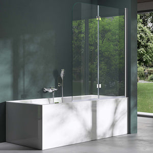 glasvilla Duschwand para bañera pared de bañera plegable 180° vidrio de seguridad con NANO 120x140cm separador de bañera accesorio de bañera Cortona1408