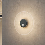 Applique murale d'extérieur glasvilla 6W LED | Luminaire d'extérieur pour chemin de jardin, 3000K avec détecteur de mouvement | Lampe d'extérieur ⌀300X65mm IP65 LunaLights 