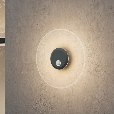 Applique murale d'extérieur glasvilla 6W LED | Luminaire d'extérieur pour chemin de jardin, 3000K avec détecteur de mouvement | Lampe d'extérieur ⌀300X65mm IP65 LunaLights 