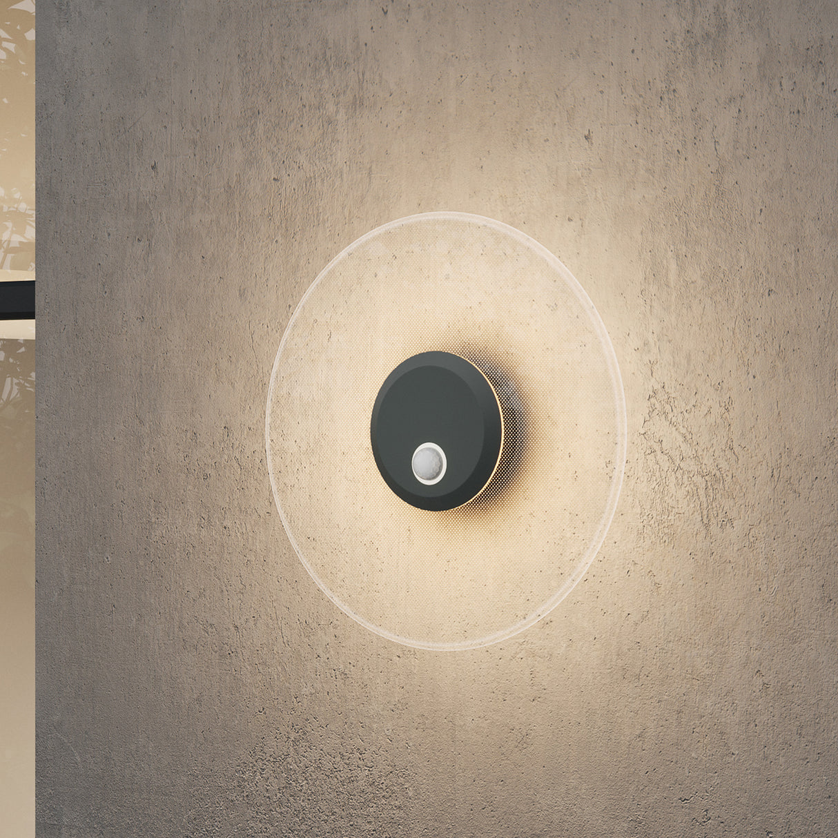 Applique murale d'extérieur glasvilla 6W LED | Luminaire d'extérieur pour chemin de jardin, 3000K avec détecteur de mouvement | Lampe d'extérieur ⌀300X65mm IP65 LunaLights 