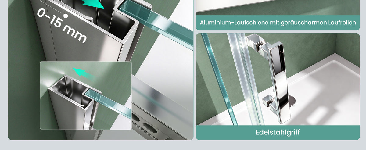 Glasvilla  Duschkabine Duschabtrennung 8mm Sicherheitsglas mit NANO Eck-Dusche mit Schiebetür Ravenna18