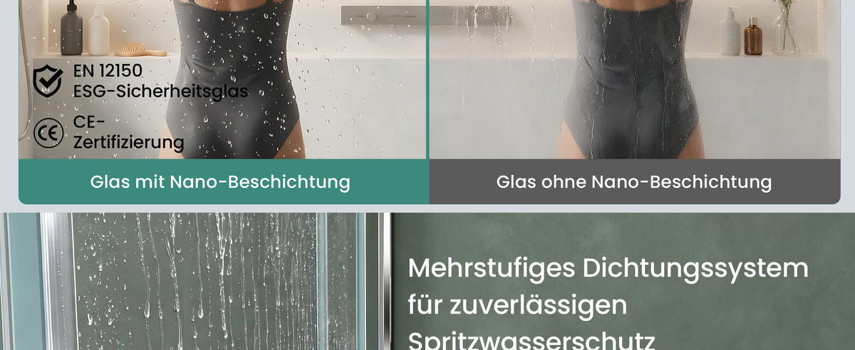 Glasvilla  Duschkabine Duschabtrennung 8mm Sicherheitsglas mit NANO Eck-Dusche mit Schiebetür Ravenna18