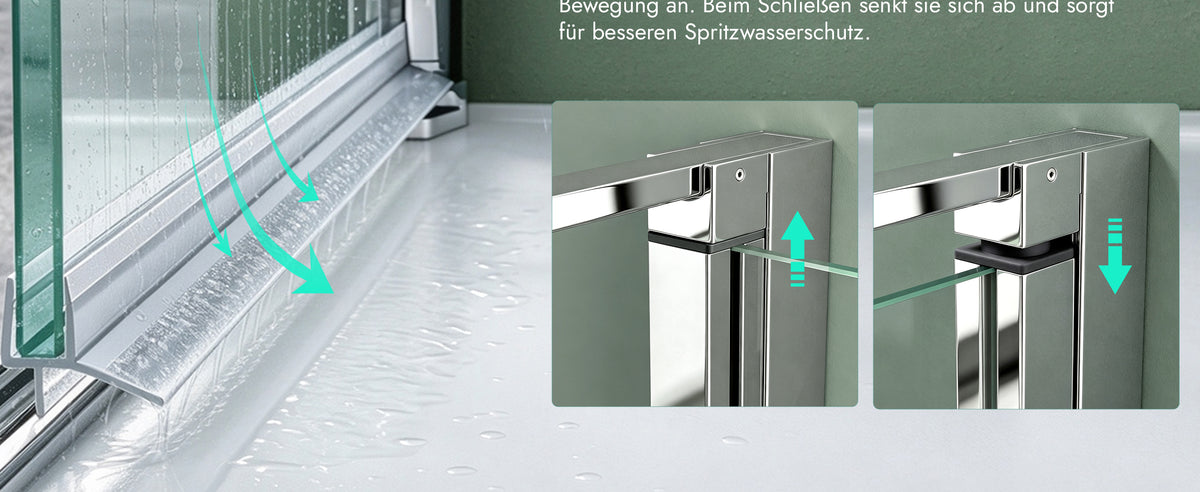 glasvilla Duschkabine Duschabtrennung 8mm ESG-Sicherheitsglas Nano-Beschichtung Hebe-Senk-Mechanismus Rav37-Plus