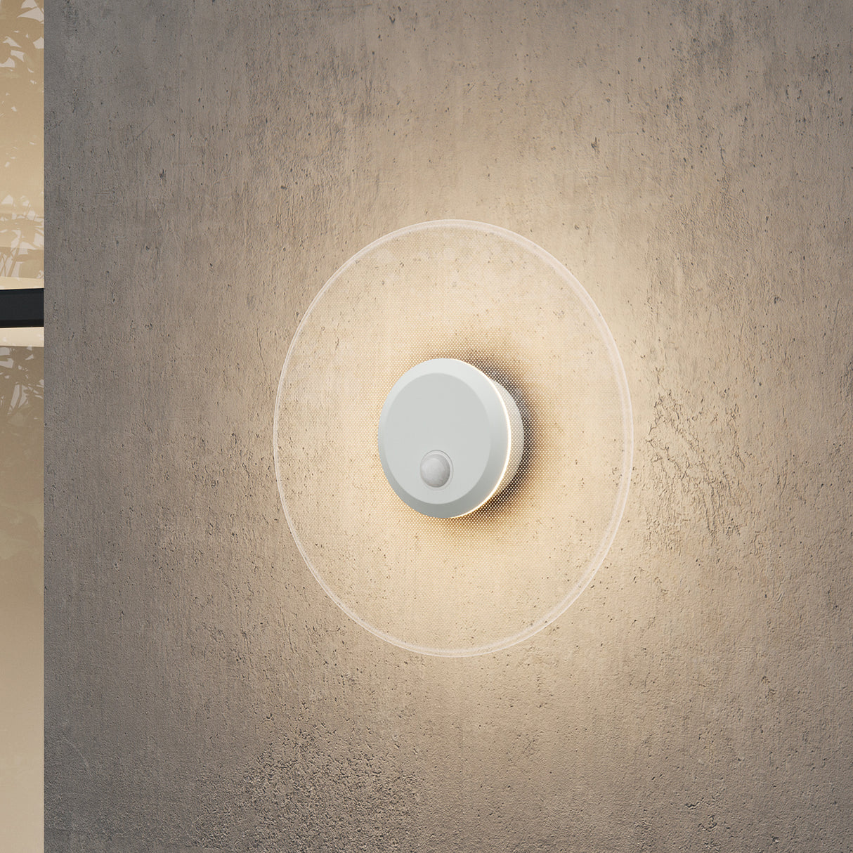 Applique murale d'extérieur glasvilla 6W LED | Luminaire d'extérieur pour chemin de jardin, 3000K avec détecteur de mouvement | Lampe d'extérieur ⌀300X65mm IP65 LunaLights 