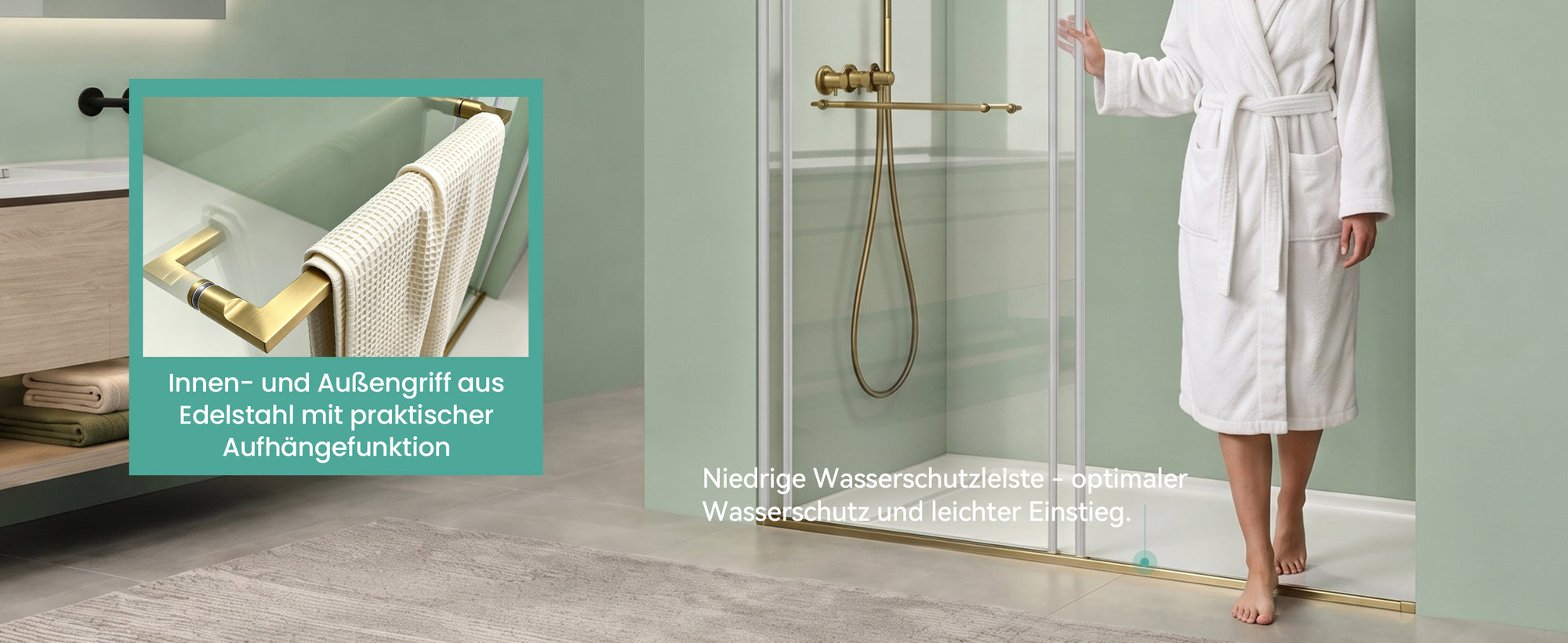 glasvilla Duschtür Nischentür dusche mit Doppelschiebetür Duschakbine Duschabtrennung, 8mm Sicherheitsglas mit Nanobeschichtung, Soft-Close-System Teramo67K
