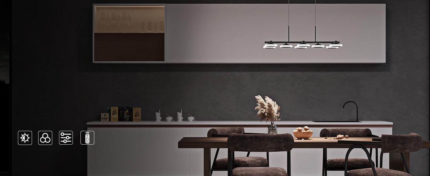 glasvilla Lampadario a Sospensione 32W, 72cm, Lampada da Soffitto a Sospensione Dimmerabile con Telecomando 3000K/4000K/6000K per Sala da Pranzo, Camera da Letto e Soggiorno