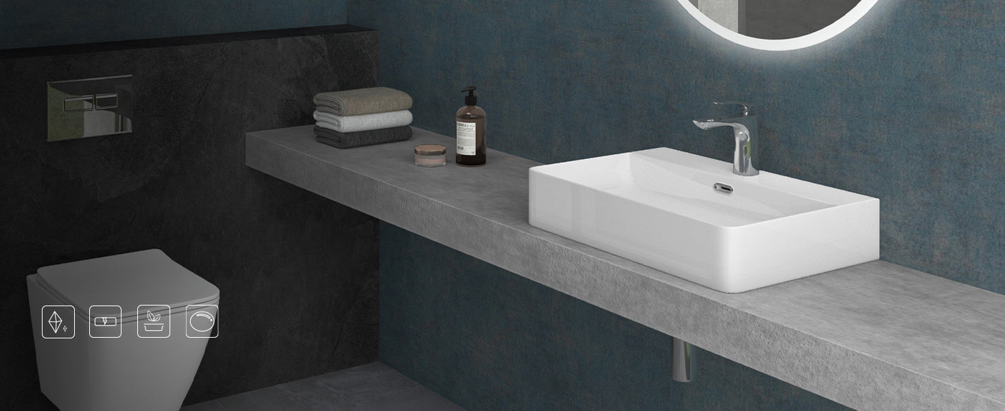 vasque à poser Glasvilla, vasque en céramique Meissen201 avec nano-revêtement