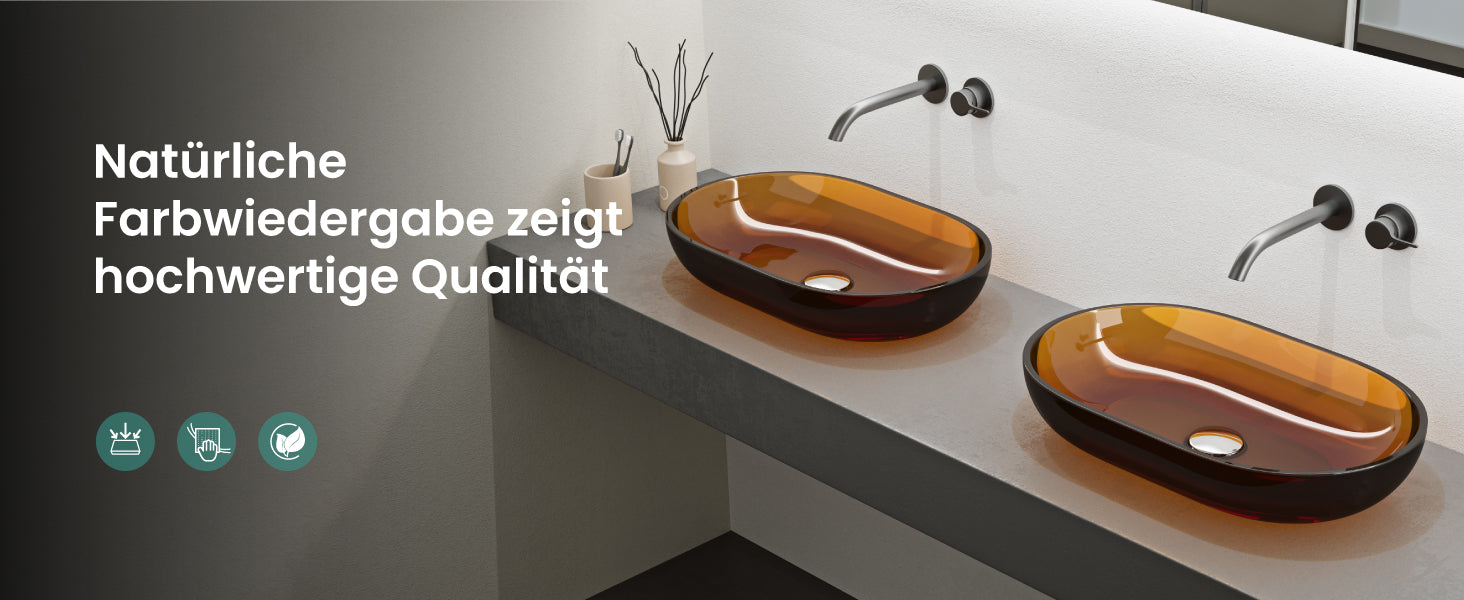 glasvilla Waschbecken Aufsatzwaschbecken aus Kunstharz Waschschale Handwaschbecken Oval 63x34x17cm ohne Hahnloch und Überlauf Coloria03