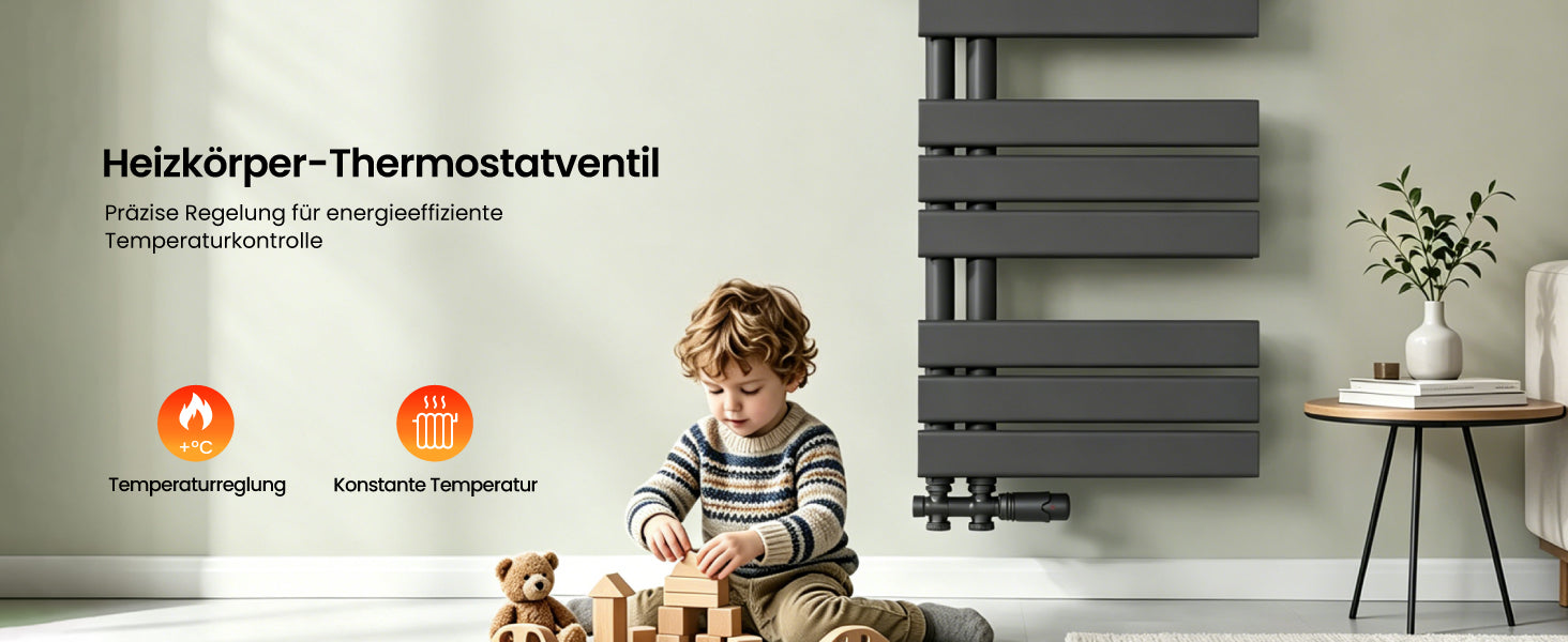 glasvilla Robinet de Radiateur avec Régulateur et Réglage de la Température de 6° à 28° Robinet Thermostatique