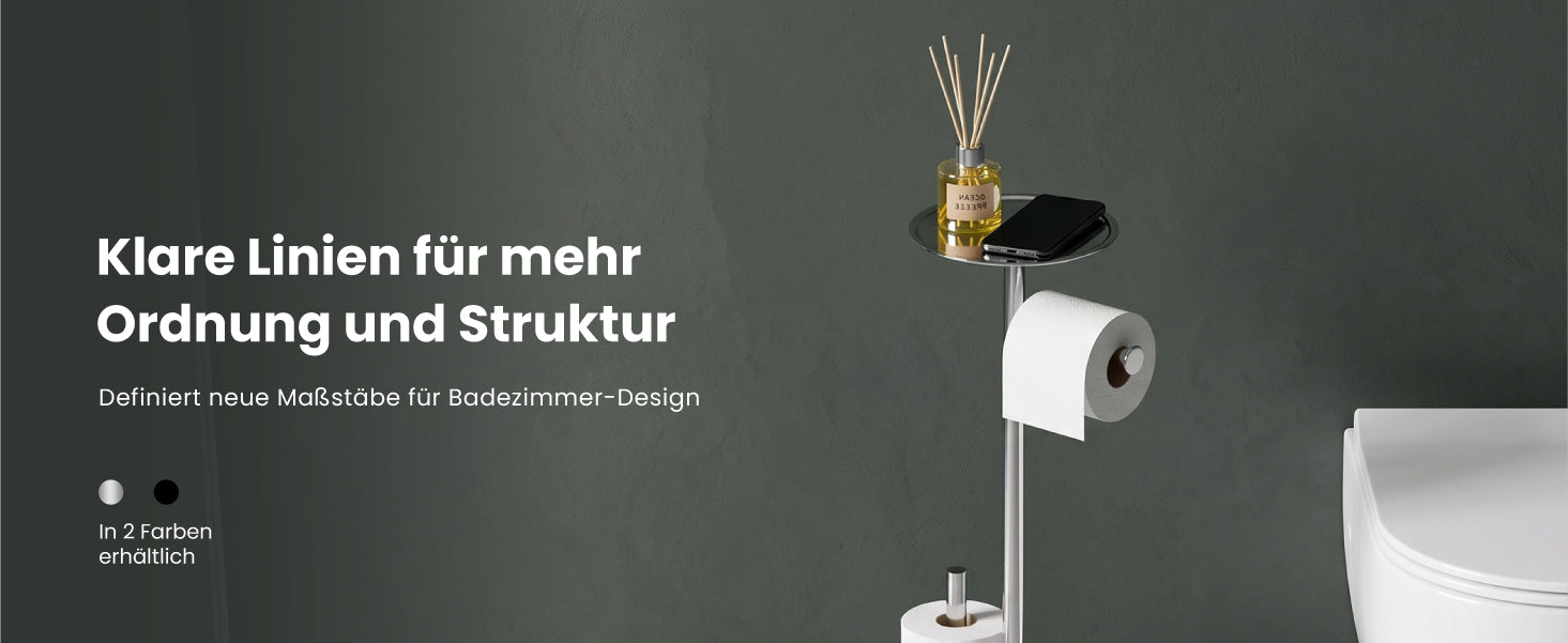 glasvilla Klopapierhalter Stehend, Toilettenpapierhalter  | Edelstahl, Klorollenhalter freistehend, Toilettenpapier Aufbewahrung für 4 Rollen, ohne Bohren, für Badezimmer & WC Lino-06