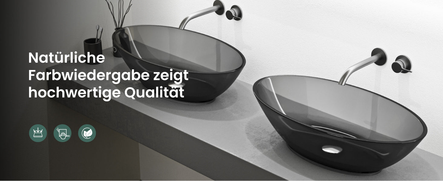 Glasvilla Design Lavabo Sobre Encimera Coloria02 – Resina Oval Translúcida 63 cm